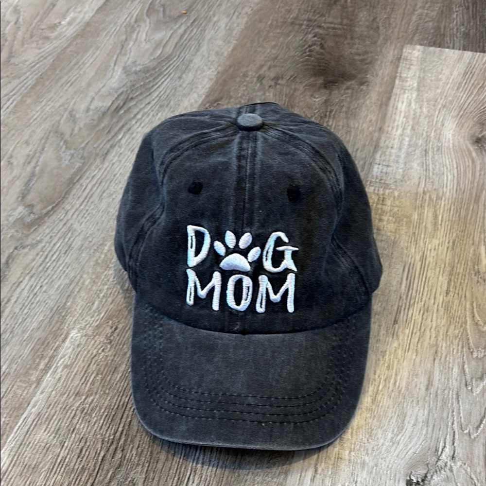 Dog Mom Black Cap with ponytail hole